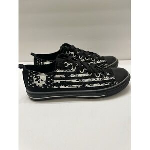 Hot Topic Black Sneakers Skull Distressed American Flag Men's Goth 12/14